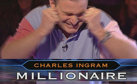ITV1/Celador handout image of contestant Major Charles Ingram from the controversial Who Wants To Be A Millionaire episode featuring Ingram 'winning' £1million which is to be screened, Monday April 21, 2003, for the first time in an astonishing TV documentary. ITV1's Tonight with Trevor McDonald programme will exclusively show the previously unseen episode in full as part of a definitive account of the scandal which started under the TV lights and ended at Southwark Crown Court. PA Photo/Handout